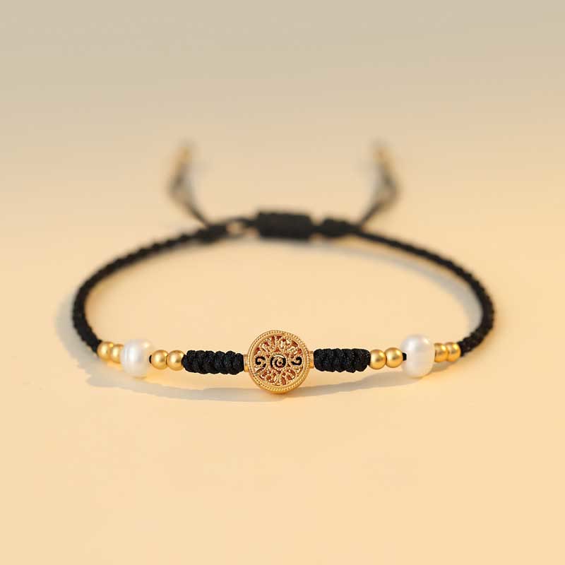 Buddha Stones銅貨 幸運の木 幸運 強さ 編み込みブレスレット