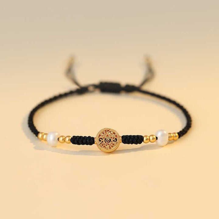 Buddha Stones銅貨 幸運の木 幸運 強さ 編み込みブレスレット