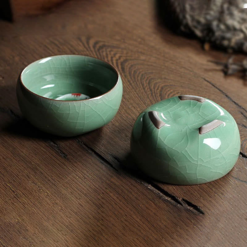 Buddha Stonesカラフルな鯉の陶器ティーカップ カンフーティーカップボウル