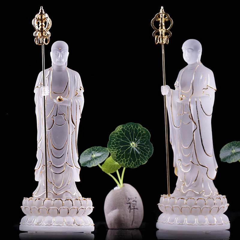 Buddha Stonesハンドメイド 地蔵菩薩像 琉璃クリスタルアートピース 静寂の像 室内装飾