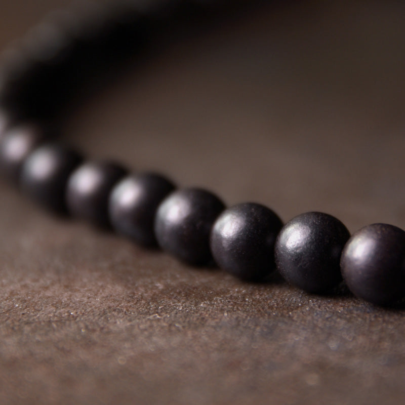 Buddha Stones黒檀 木製 Dzi ビーズ 銅 守護 カップル ブレスレット