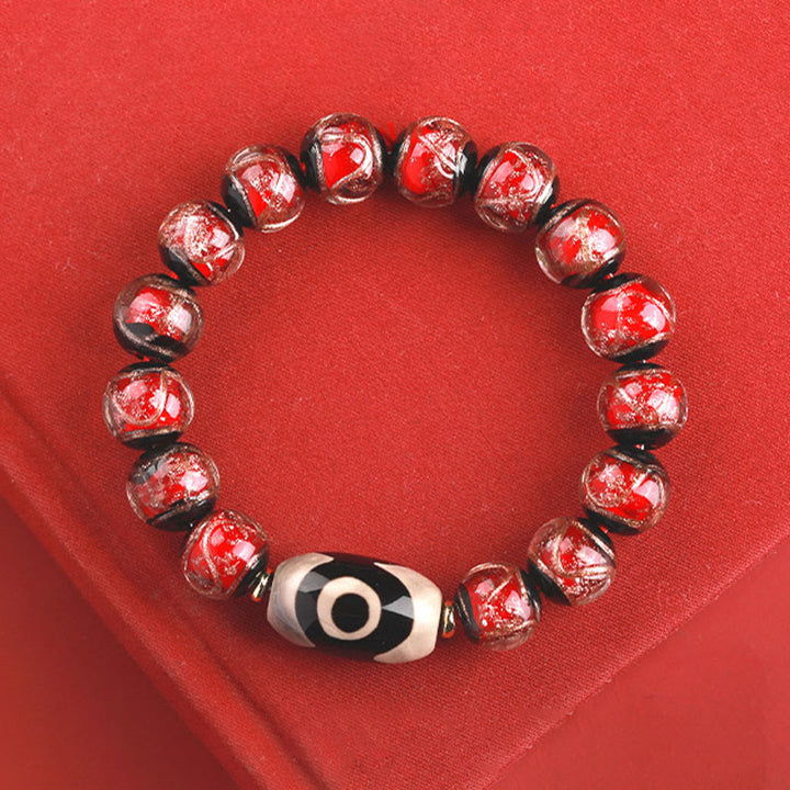 Buddha Stonesチベット九眼珠三眼珠琉璃ガラス玉富のブレスレット