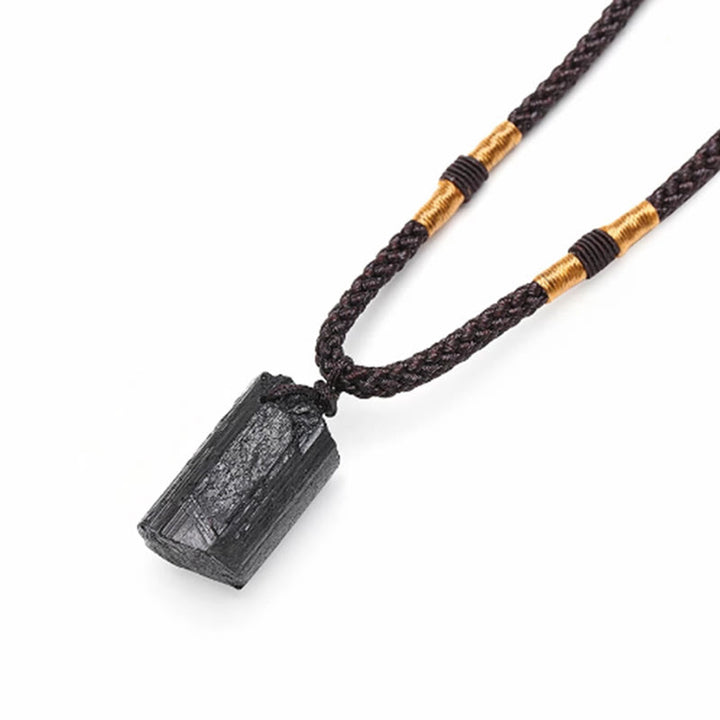 Buddha Stones天然ブラックトルマリン ポジティブロープネックレスペンダント