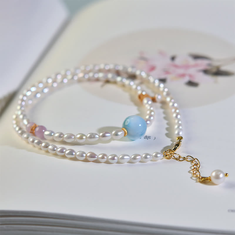 Buddha Stones925スターリングシルバー 天然パール ラリマー シンセリティネックレスペンダント