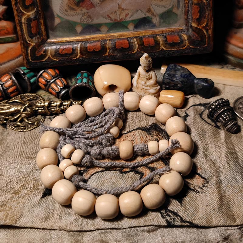 Buddha Stones108 個のMalaアベリア ビフローラ 木製 邪気払い 手首用Mala