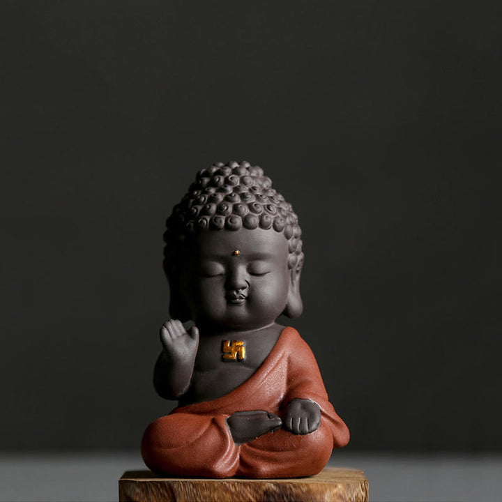 Buddha Stones小さな仏像 セレニティ 紫粘土 ホームデスクデコレーション
