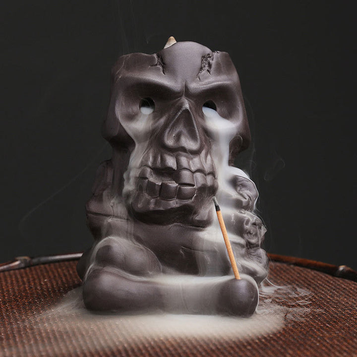 ハロウィン スカルヘッド 紫粘土 ヒーリング香炉 デコレーションBuddha Stones