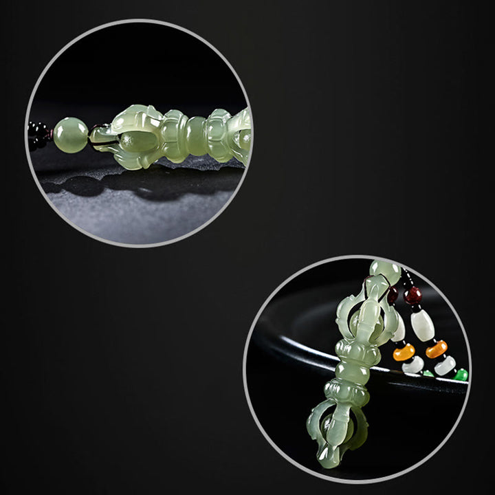 チベット産天然和田翡翠白翡翠ドルジェ金剛杵彫り成功ネックレスペンダント - image 5