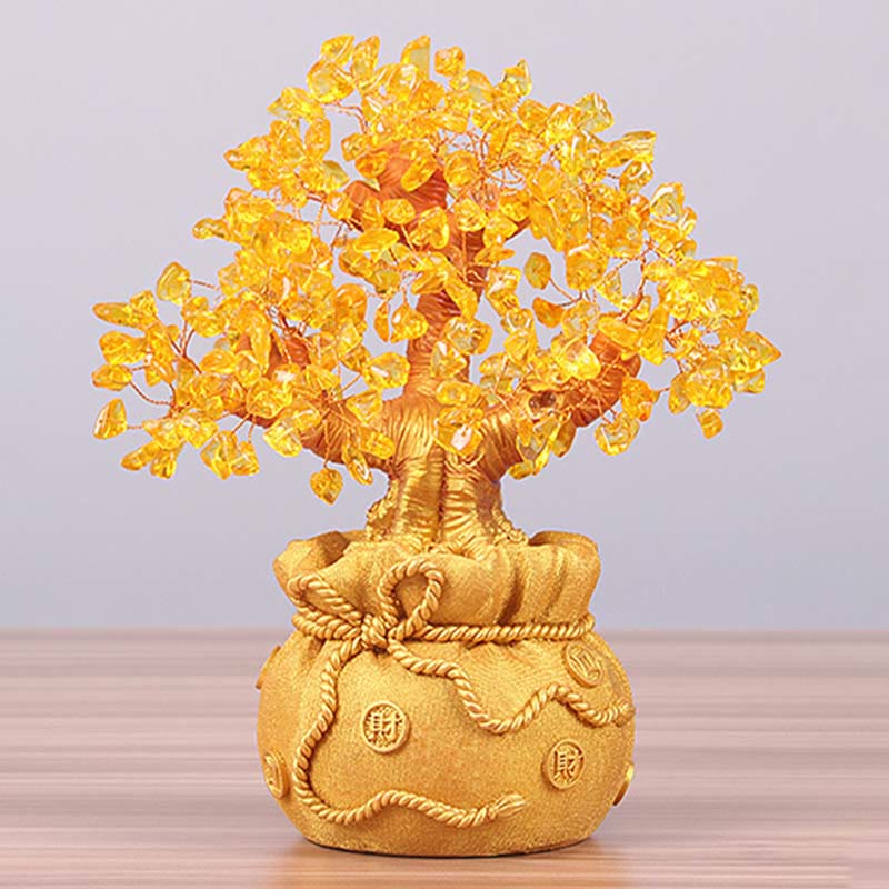 Buddha Stones天然シトリン金の樹宝石オーナメント - 繁栄の風水 - image 9