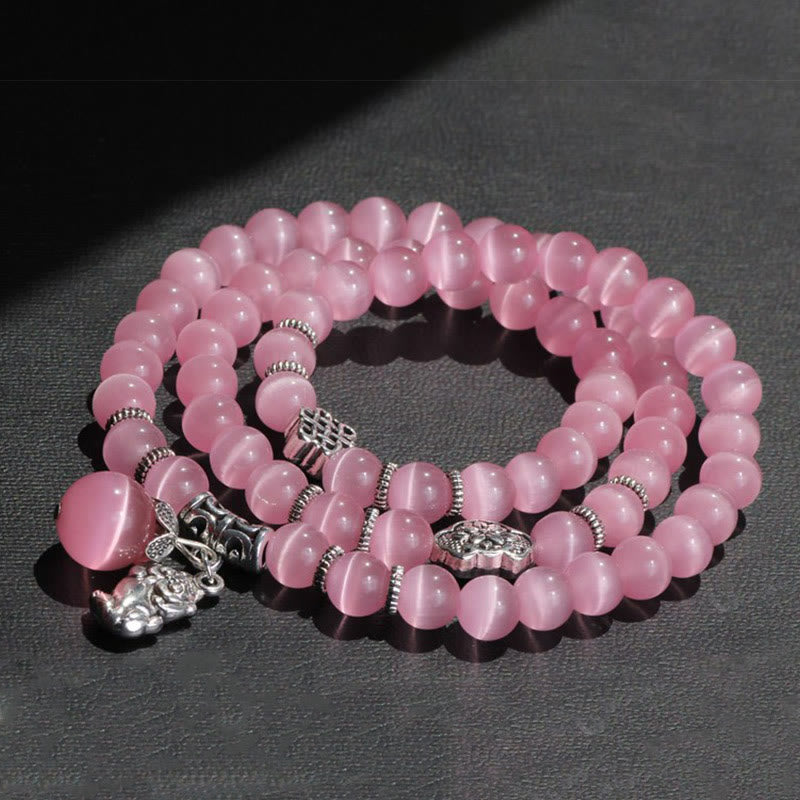 Buddha Stonesキャットアイ貔貅サポートトリプルラップブレスレット