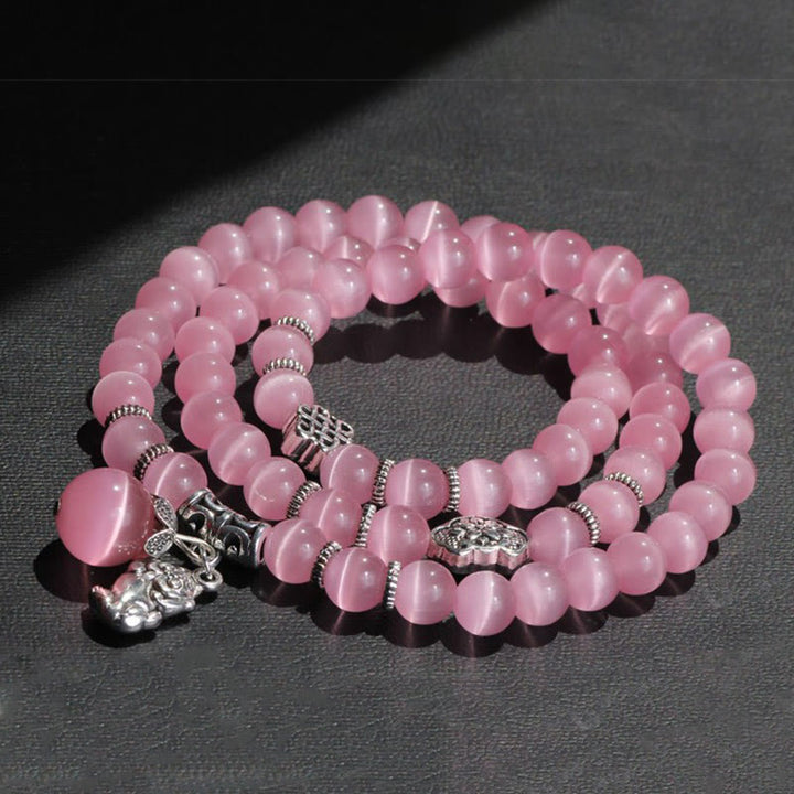 Buddha Stonesキャットアイ貔貅サポートトリプルラップブレスレット