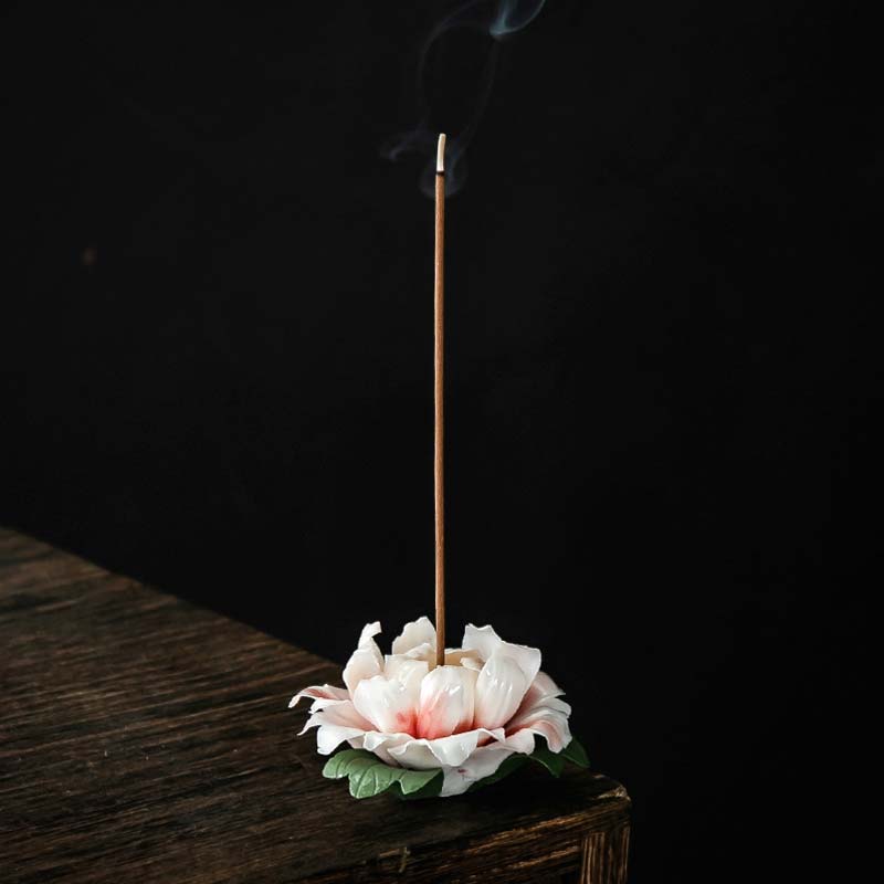 Buddha Stonesチベット蓮の祝福 陶器スティック香炉装飾