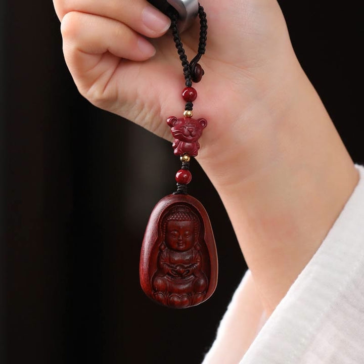 Buddha Stones小葉紅檀仏 辰砂 十二支 お守り 守護キーチェーン