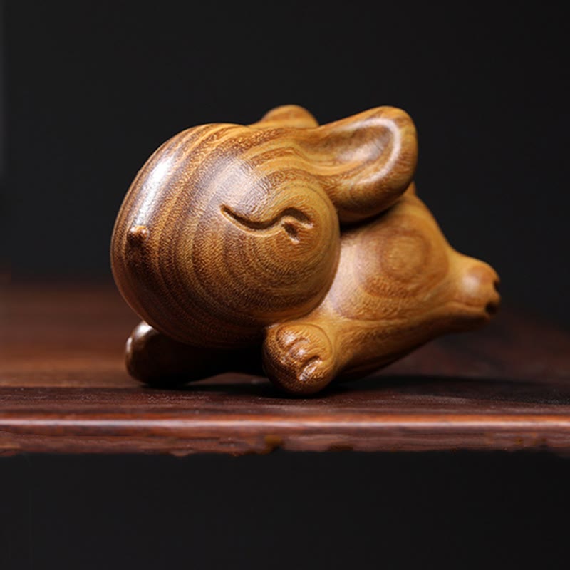 Buddha Stones緑 白檀 小さな ミニ かわいい ウサギ 平和 装飾
