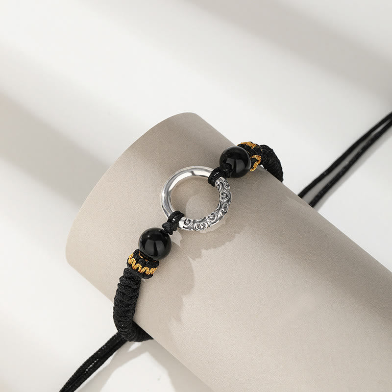 Buddha Stones925スターリングシルバー ピースバックル 縁起の良い雲 幸運の編み込みブレスレット