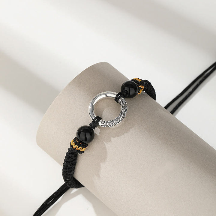 Buddha Stones925スターリングシルバー ピースバックル 縁起の良い雲 幸運の編み込みブレスレット