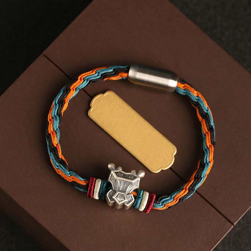 Buddha Stonesハンドメイド 999 スターリングシルバー 龍年 十二支 守護 カラフル 輪廻 結び目 ロープ ブレスレット