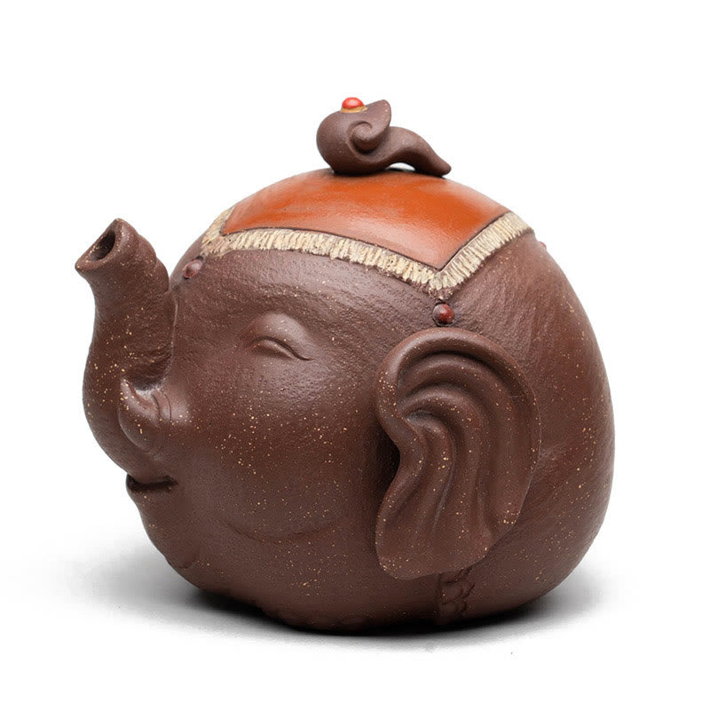 Buddha Stonesかわいい象 縁起の良い雲 紫粘土 陶器 ティーポット