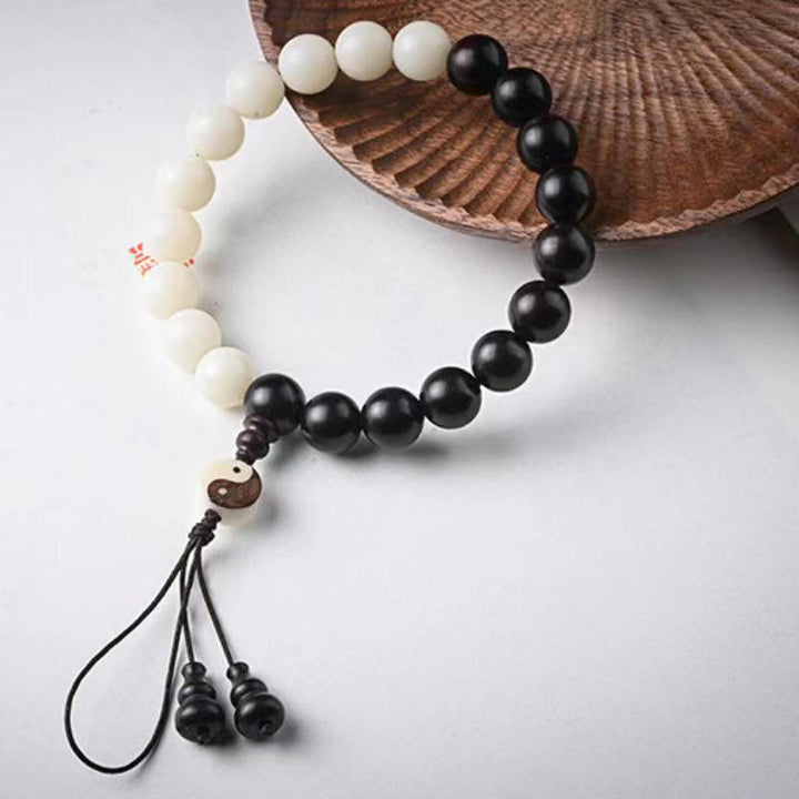 Buddha Stones黒檀YinYang守護 ブレスレット 装飾