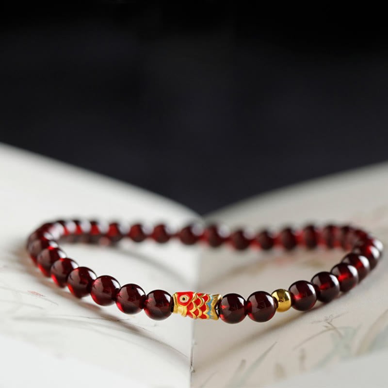 Buddha Stones999ゴールド 鯉 天然ガーネット守護ブレスレット - image 2