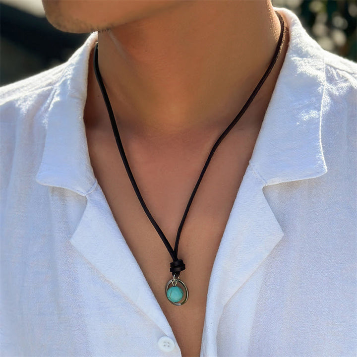 Buddha Stonesラウンドターコイズストーン保護力ネックレスペンダント