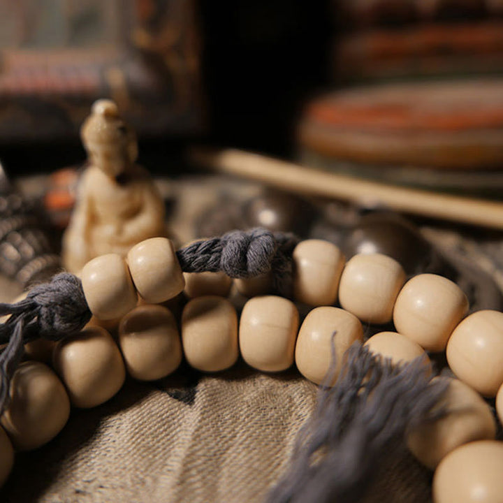 Buddha Stones108 個のMalaアベリア ビフローラ 木製 邪気払い 手首用Mala