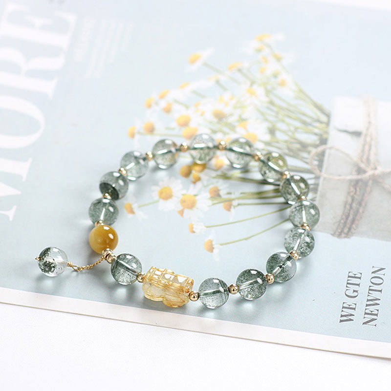 Buddha Stonesグリーンファントムシトリン 貔貅 自信ブレスレット