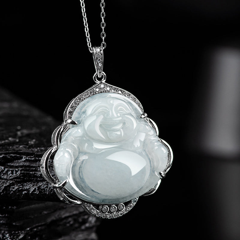 Buddha Stones925スターリングシルバー 笑う仏陀 天然翡翠 豊穣のネックレスペンダント - image 2