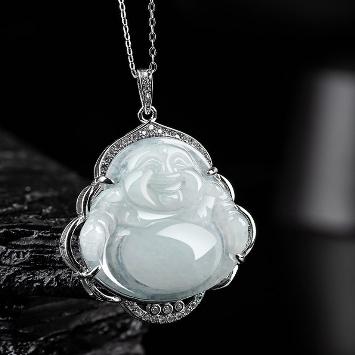 Buddha Stones925スターリングシルバー 笑う仏陀 天然翡翠 豊穣のネックレスペンダント - image 2