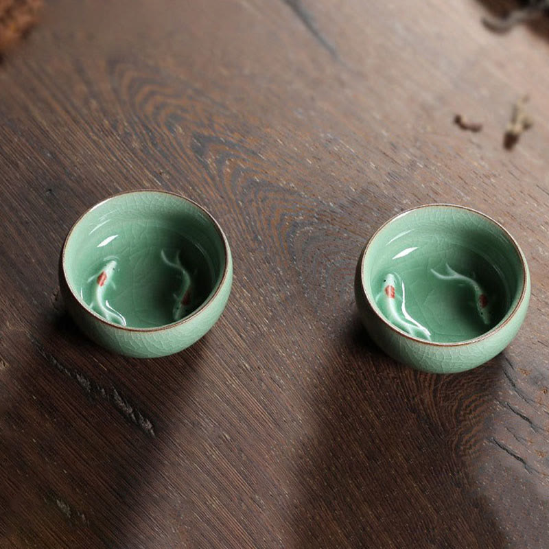 Buddha Stonesカラフルな鯉の陶器ティーカップ カンフーティーカップボウル - image 27