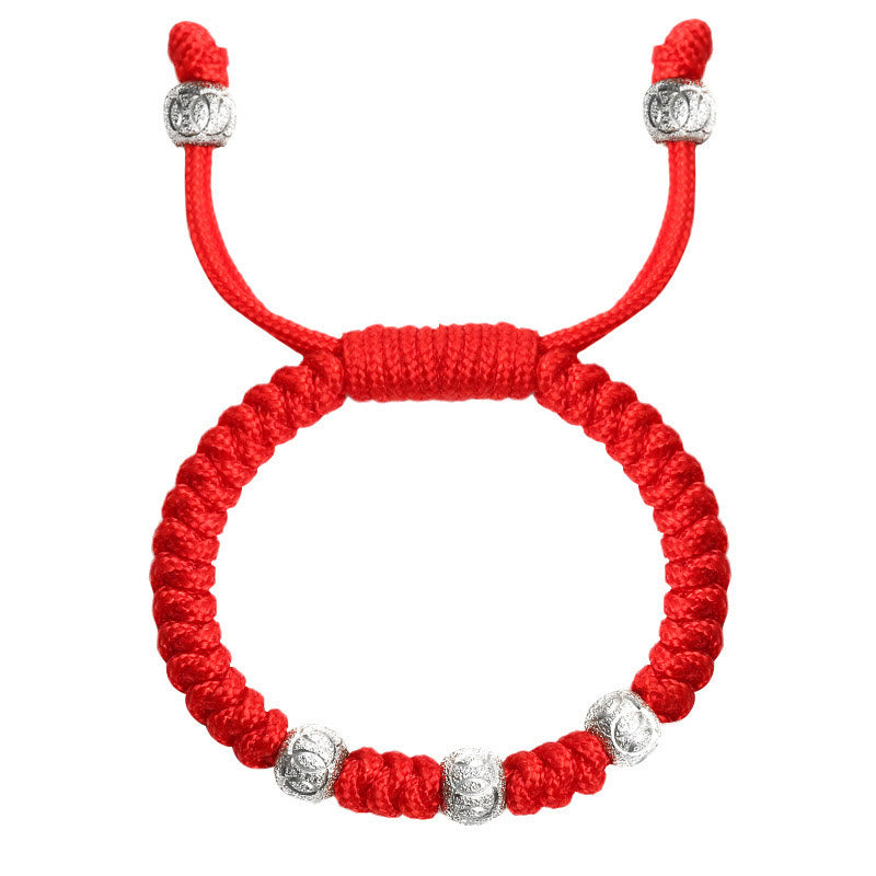 Buddha Stones 925スターリングシルバー キングコングノット マルチカラー レッドストリング 強度ハンドメイド編み込み 子供用ブレスレット