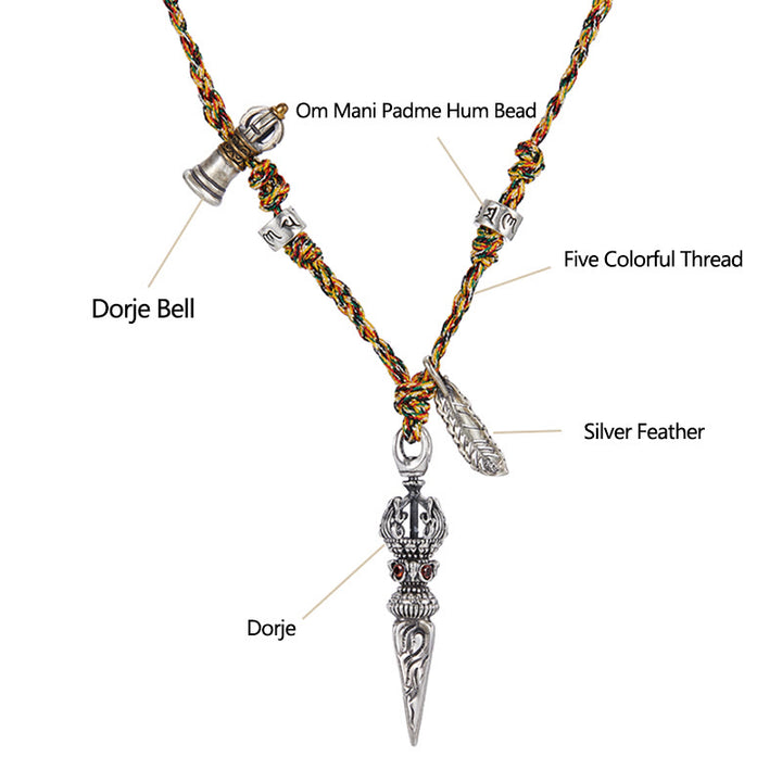 Buddha Stonesチベット ハンドメイド 925 スターリングシルバー ドルジェ ヴァジュラオーム・マニ・パドメ・フムフェザー ストレングス ネックレス ペンダント - image 6