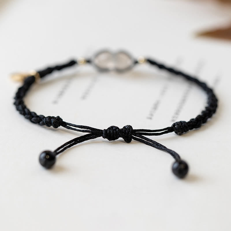Buddha Stonesカルセドニー ラウンドピースバックル ポジティブストリングブレスレット