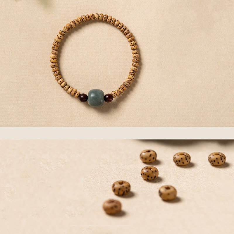 Buddha Stones菩提樹の小さな葉の紫檀の知恵のブレスレット