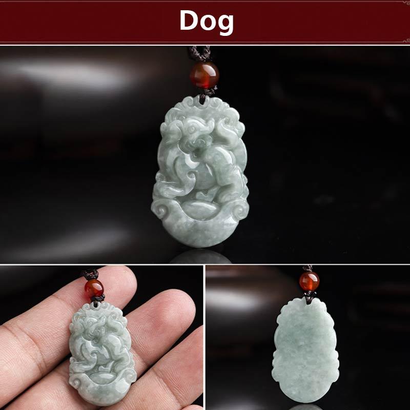 Buddha Stones天然翡翠12星座成功ペンダントネックレス - 犬 - image 36
