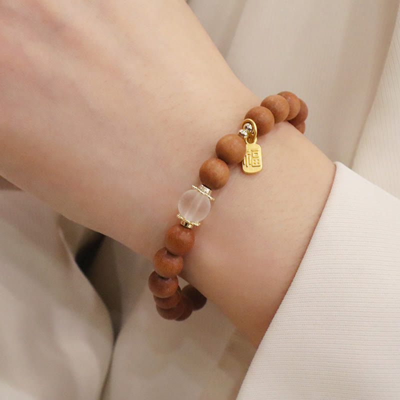 Buddha Stones白檀 キャッツアイ 福 キャラクター チャーム 守護 ブレスレット