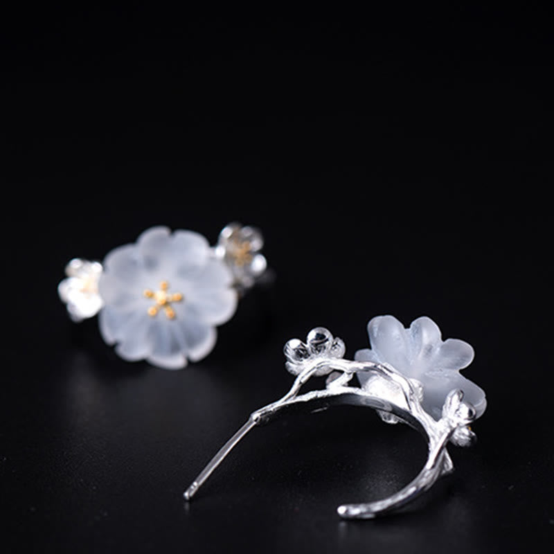 Buddha Stones925スターリングシルバー 梅の花 フローラルブレッシングイヤリング