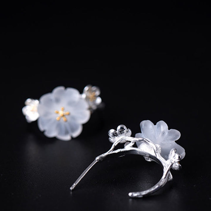 Buddha Stones925スターリングシルバー 梅の花 フローラルブレッシングイヤリング