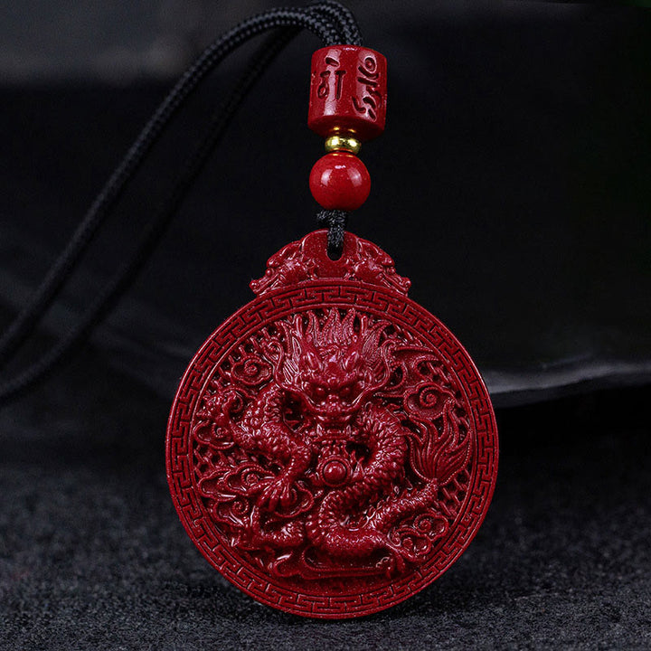 Buddha Stones龍年 天然辰砂 龍守護ネックレスペンダント