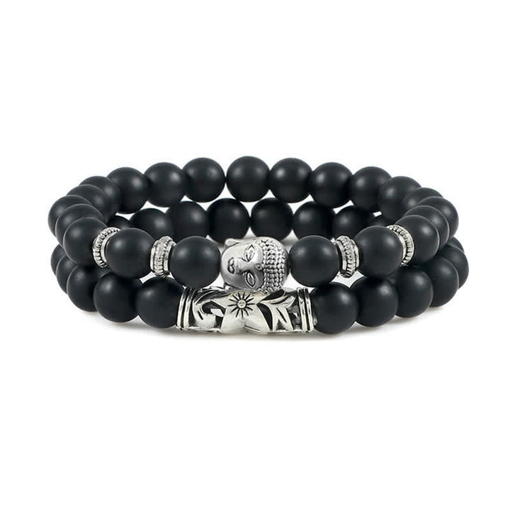 Buddha Stones2個入り 天然水晶瑪瑙 仏陀守護ブレスレット