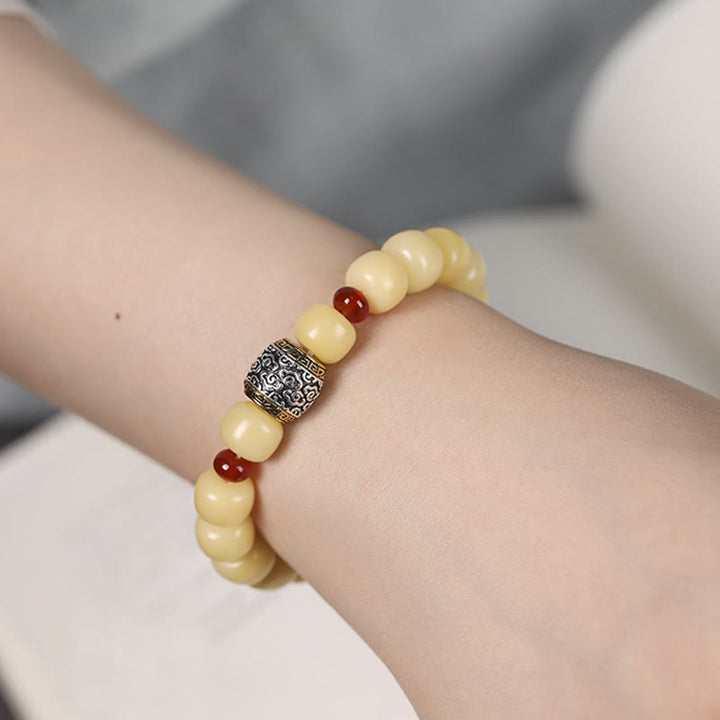 Buddha Stones菩提樹の吉兆雲福文字ビーズ平和ブレスレット