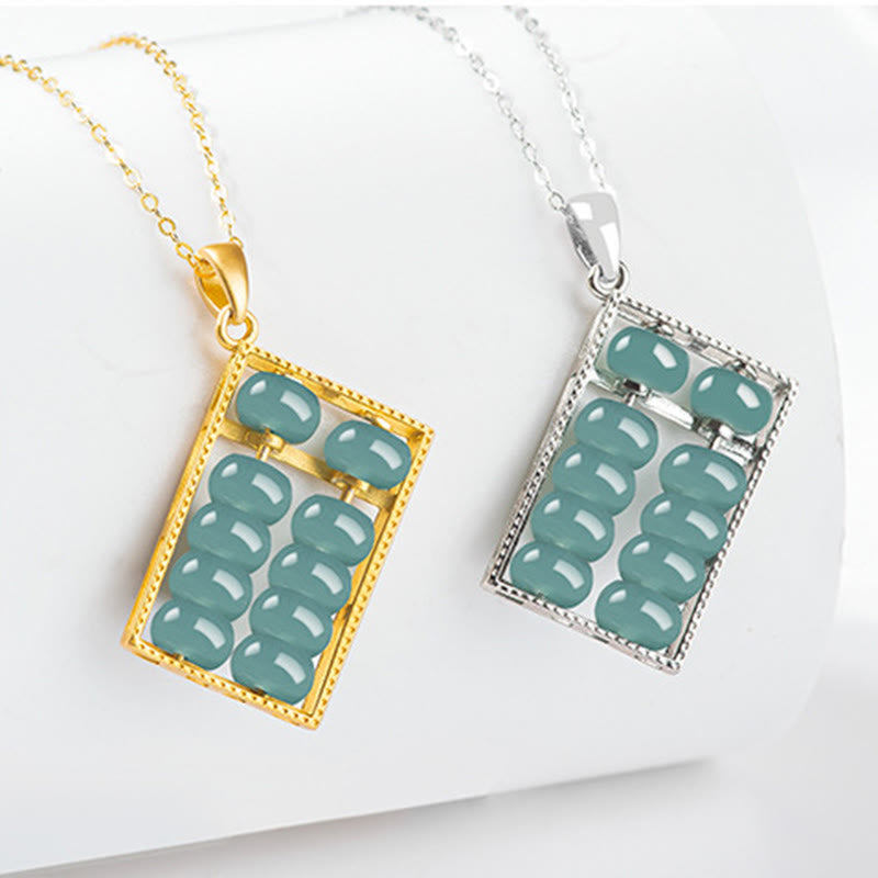 Buddha Stones925スターリングシルバー 天然翡翠 そろばん模様 豊穣のネックレスペンダント