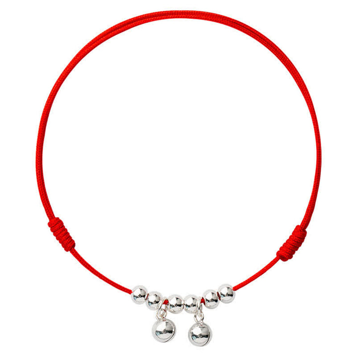 Buddha Stones925 スターリングシルバー レッドストリング ブレイド ベル チャーム アンクレット