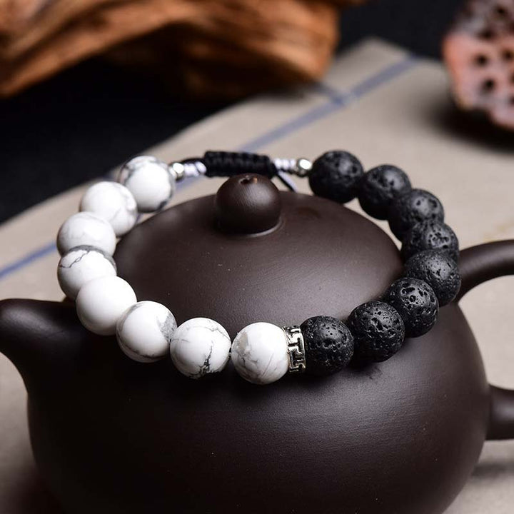 Buddha Stones陰陽 溶岩石 守護ブレスレット