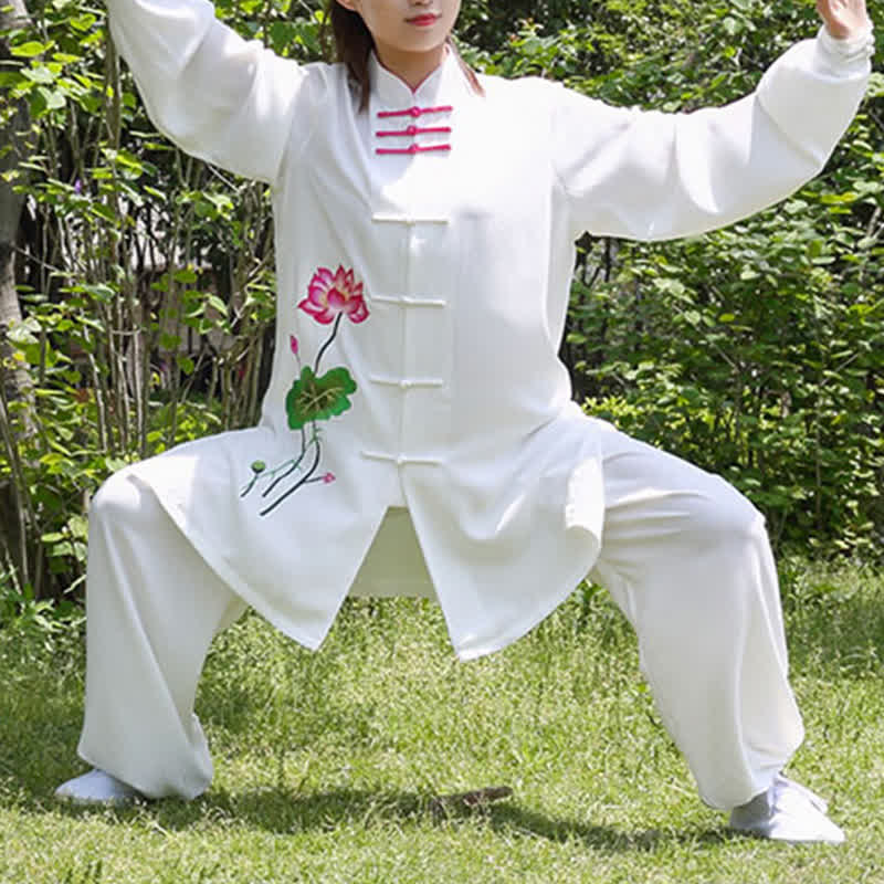 Buddha Stones蓮の花 葉模様 太極拳 瞑想 祈り スピリチュアル 禅 練習 服 レディース セット - image 10
