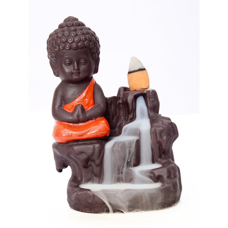 Buddha Stones逆流煙噴水 陶器製 祝福香炉 装飾