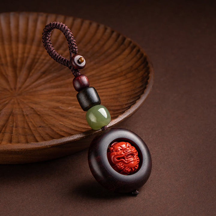 チベットのBuddha Stones、Om Mani Padme Hum、貔貅（ピクシウ）銅貨、小葉、紅檀、辰砂、守護キーチェーン