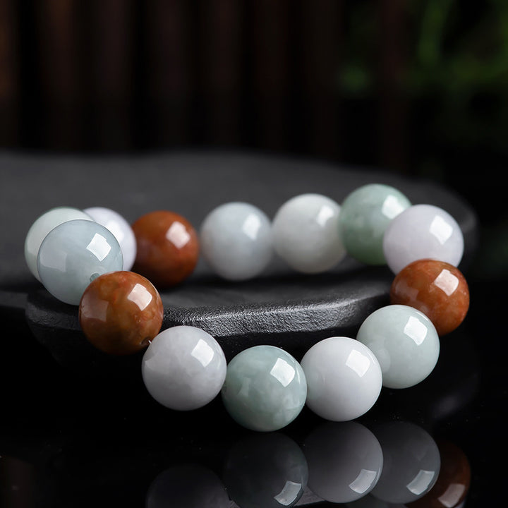 Buddha Stones天然翡翠ヒーリングプロテクションブレスレット