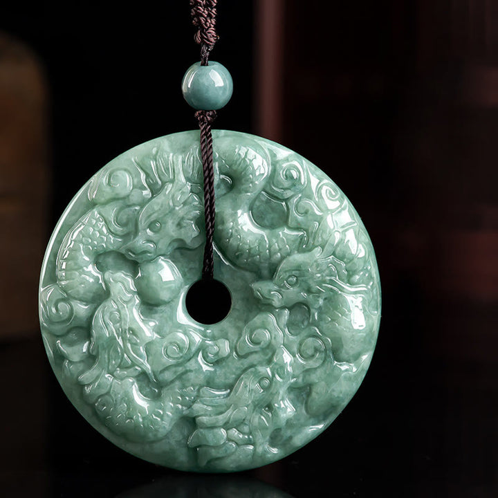Buddha Stones龍年 天然翡翠 九龍 平和バックル 守護ネックレス ペンダント