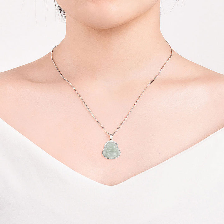 Buddha Stones925スターリングシルバー 笑う仏陀 翡翠 幸運 穏やか ネックレス チェーン ペンダント - image 3
